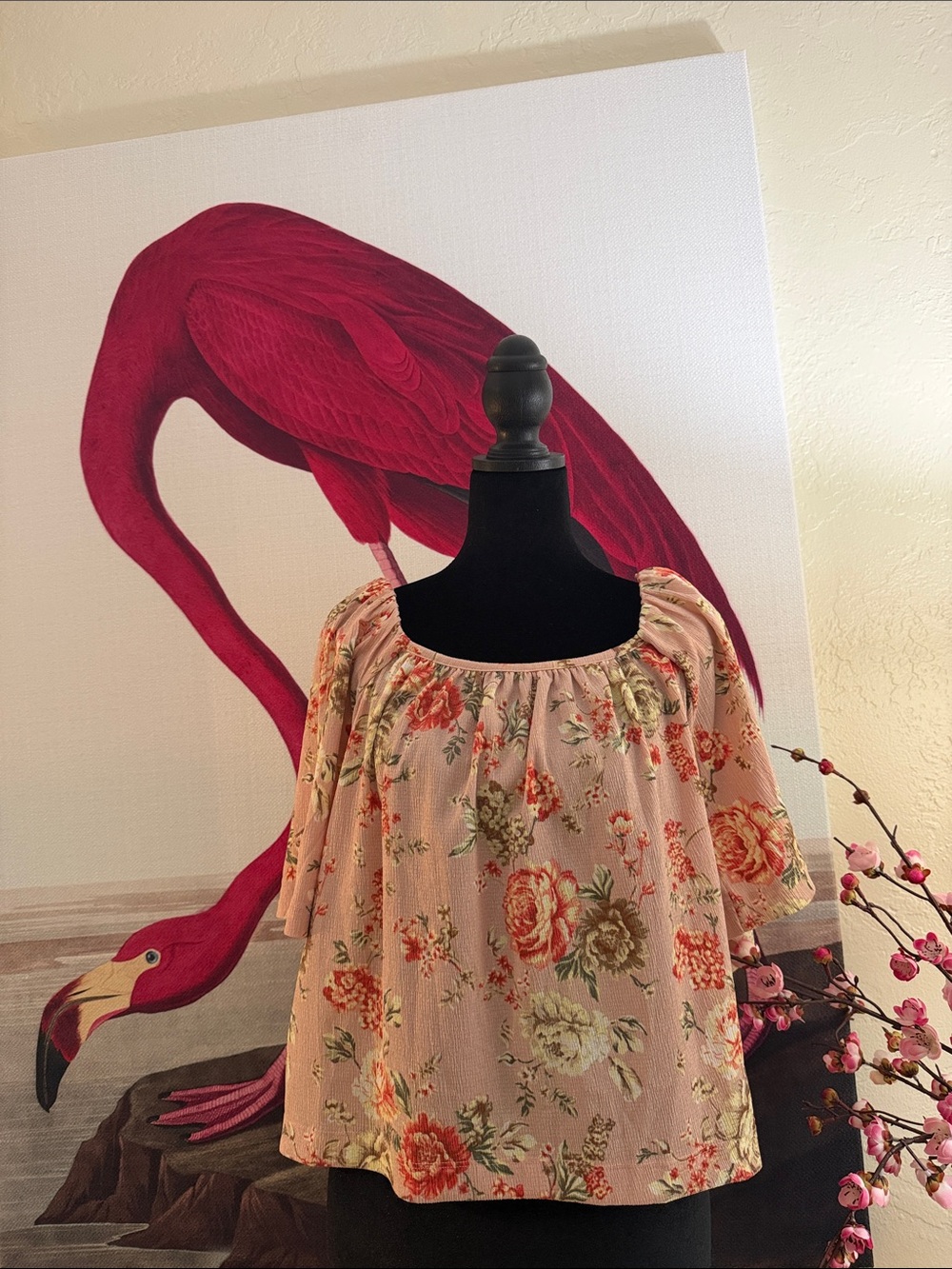 LOFT Pink Floral Peasant Blouse